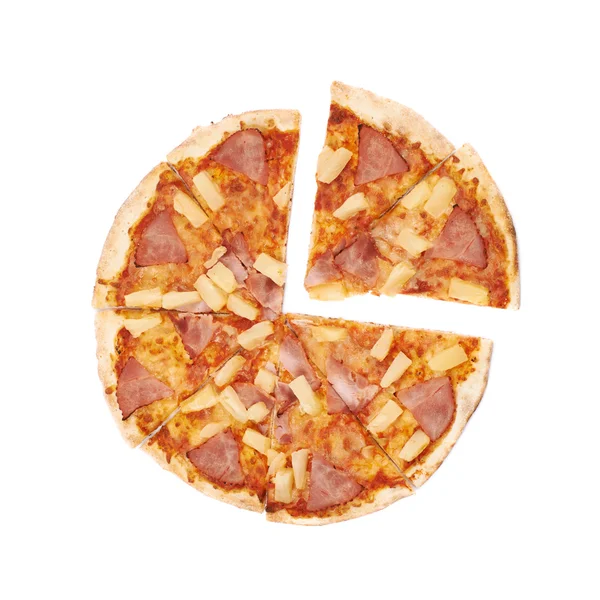 Hawaiian pizza sammansättning isolerade — Stockfoto