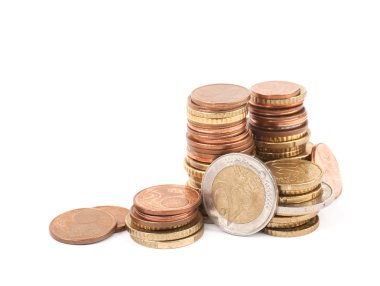 İzole birden fazla euro coins