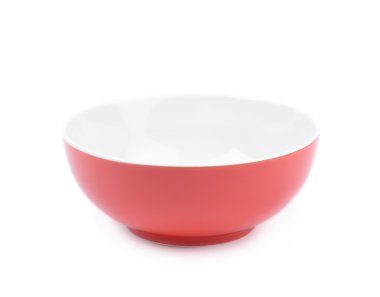 İzole kırmızı ve beyaz seramik kase