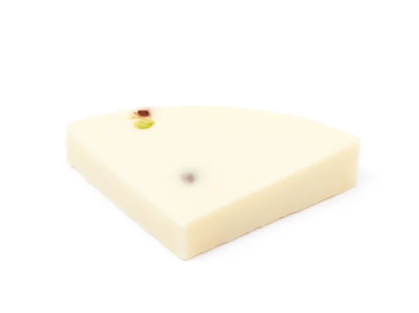 Segment fragment van witte kaas geïsoleerd — Stockfoto