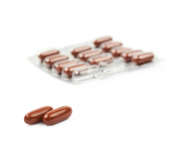 Confezione blister pillola di droga isolato — Foto Stock