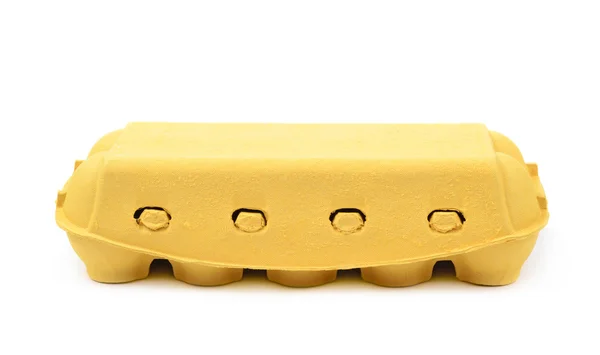 Žluté vejce krabičce izolované — Stock fotografie