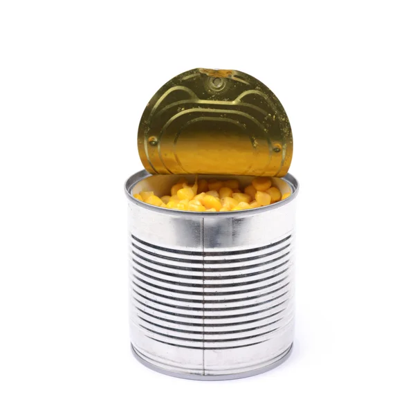 Canned corn in a tincan isolated — Stock Photo, Image