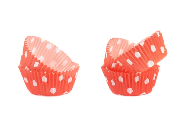 Red polka dot cupcake cup isolated — Stock Photo, Image