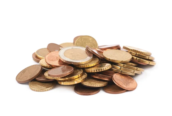 分離された複数のユーロ硬貨 — ストック写真