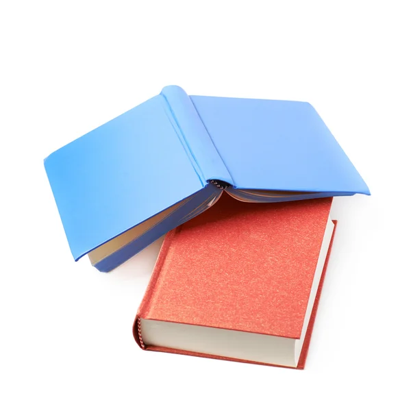 Czerwony i niebieski książki skład na białym tle — Zdjęcie stockowe