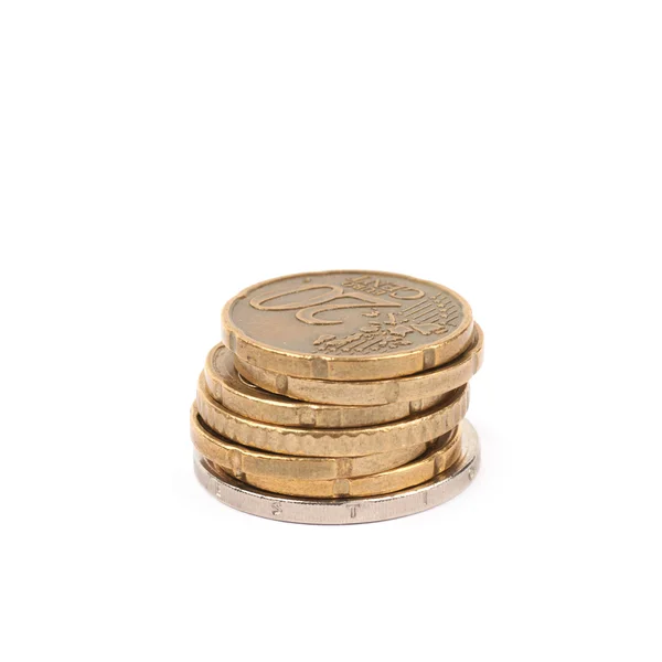 Múltiples monedas de euro aisladas — Foto de Stock