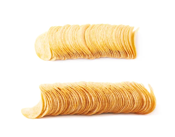 Стек декількох картопляних чіпсів ізольовано — стокове фото