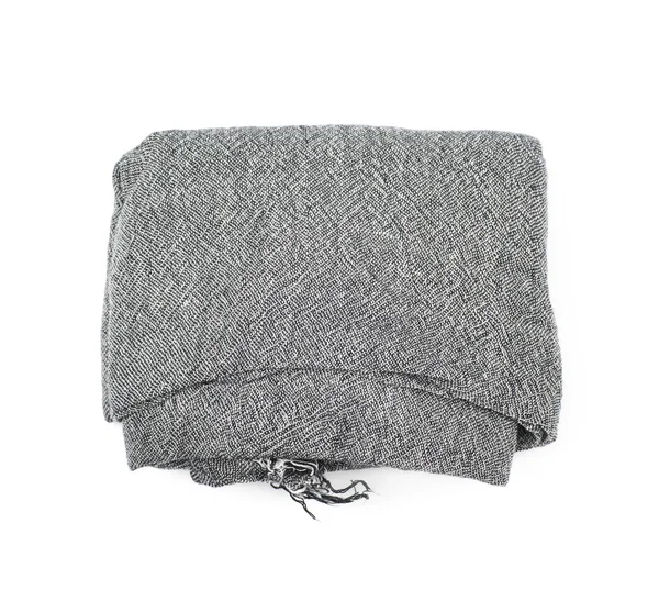 孤立的折叠条灰色的围巾 — 图库照片