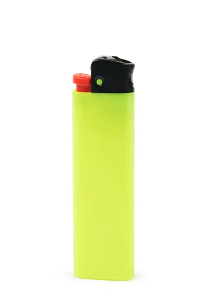 Yellow plastic lighter isolated Stock Photo