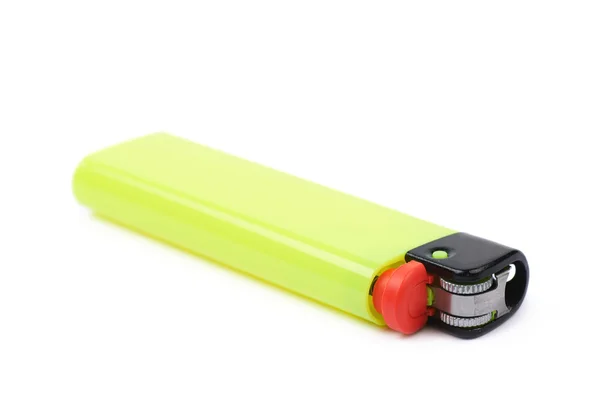 Yellow plastic lighter isolated — Stock Photo, Image