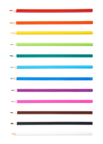Uppsättning av flera färgpennor isolerade — Stockfoto