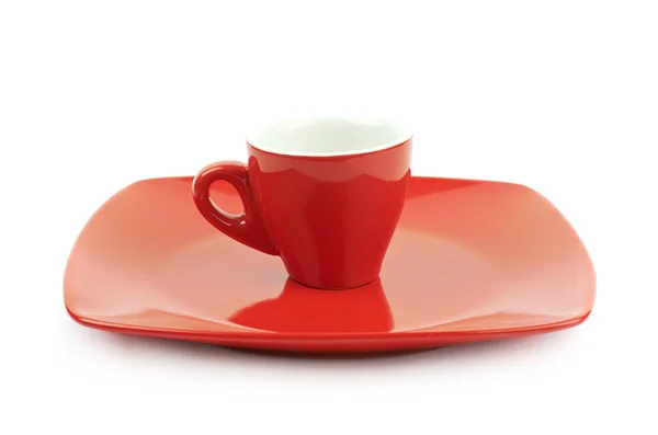 Tiny taza de café espresso rojo aislado — Foto de Stock