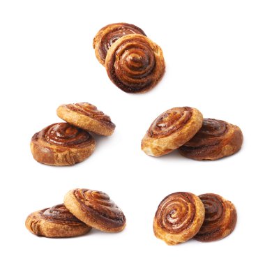 Tarçın rulo pasta çörek izole