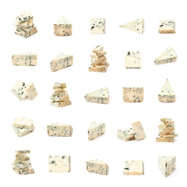 Birden fazla mavi peynir kompozisyonları kümesi