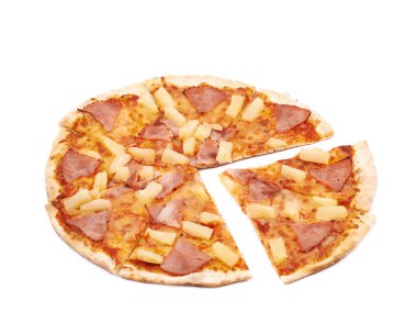 İzole Hawai pizza kompozisyon
