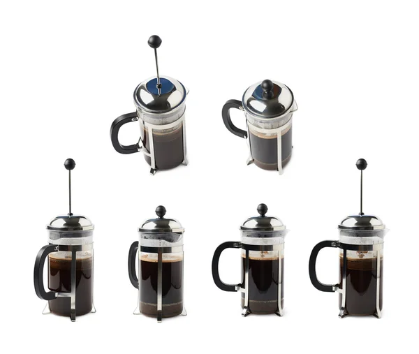 French press coffee pot isolated — Stock Photo, Image