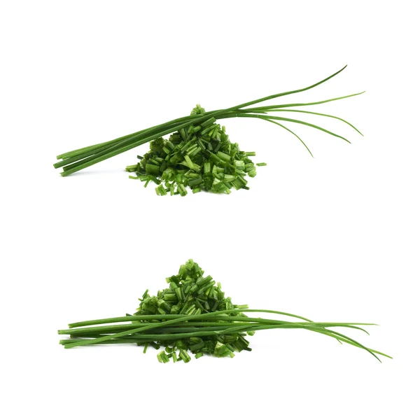 Pile of chopped scallions isolated — Stock Photo, Image