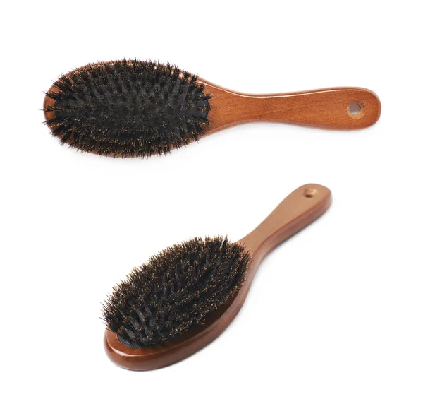 Wooden hair brush isolated — Stock Photo, Image