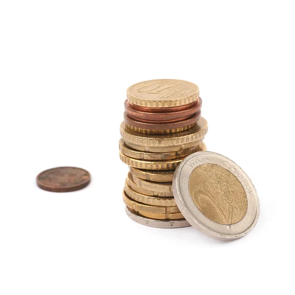 Monete multiple in euro isolate — Foto Stock