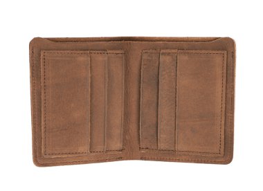 İzole düz deri cüzdan