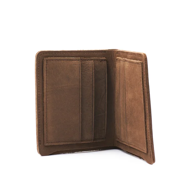 Ploché kožené peněženky, samostatný — Stock fotografie