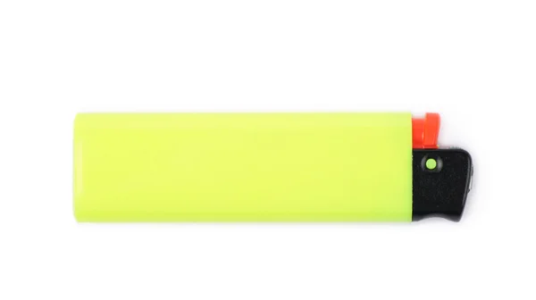Isqueiro de plástico amarelo isolado — Fotografia de Stock