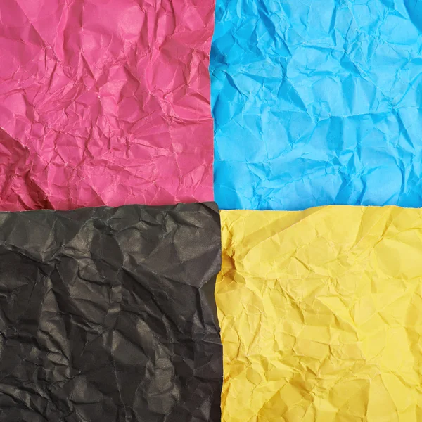 Vier Cmyk gekleurde vellen papier — Stockfoto