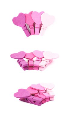 Ahşap peg izole kalp şeklinde