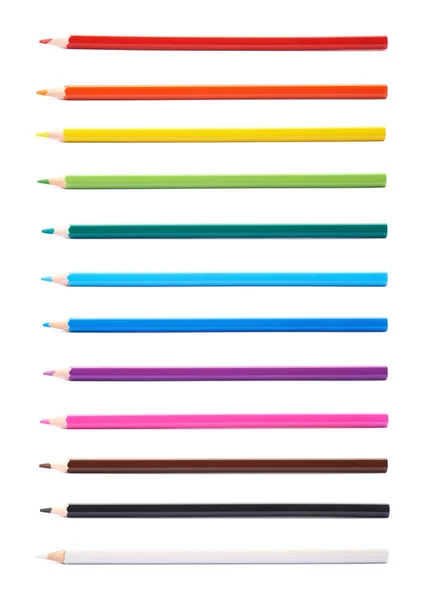 Set van meerdere kleur potloden geïsoleerd — Stockfoto