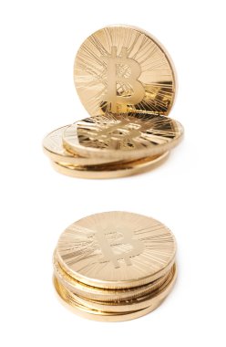 Bitcoin para birimi simgeleri izole yığını