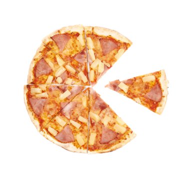 İzole Hawai pizza kompozisyon