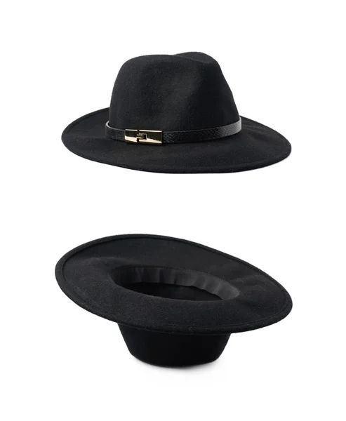 İzole siyah homburg şapka — Stok fotoğraf