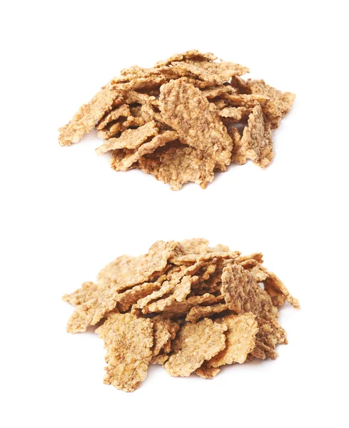 Pile of wholegrain cereal flakes isolated — Stock Photo, Image