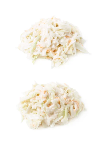 Kremsi lahana salatası izole yığını — Stok fotoğraf
