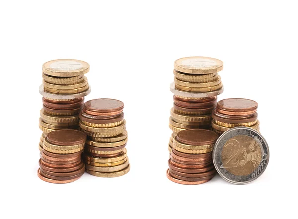 Multiple euro coins isolated — Stock Photo, Image