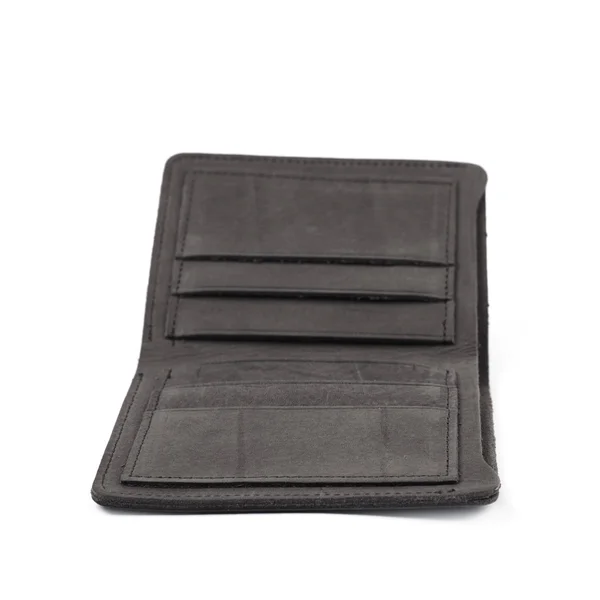Platt läder plånbok isolerade — Stockfoto