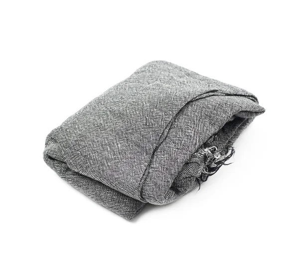 孤立的折叠条灰色的围巾 — 图库照片