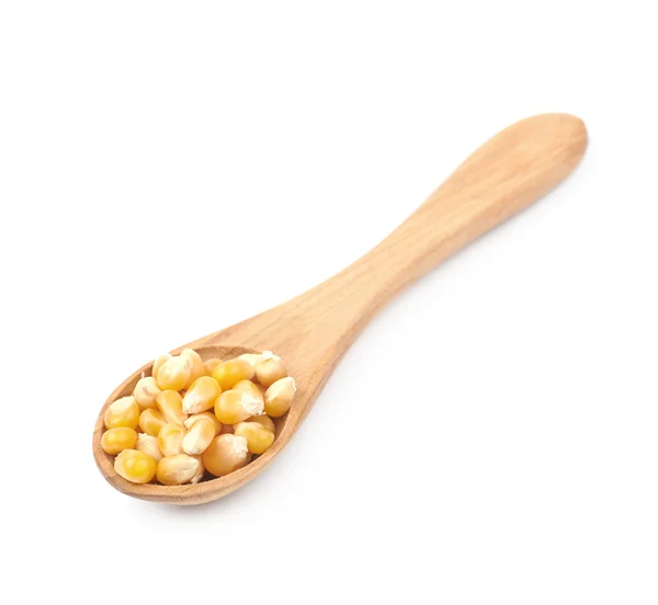 木勺装满玉米 — 图库照片