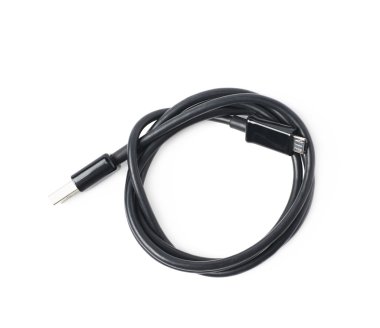 İzole siyah katlanmış Usb kablosu