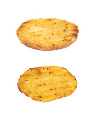 Fırında patates dilimi kompozisyon, izole