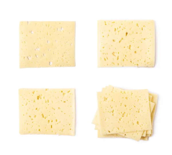 Pile of cheese slices isolated — Stock Photo, Image