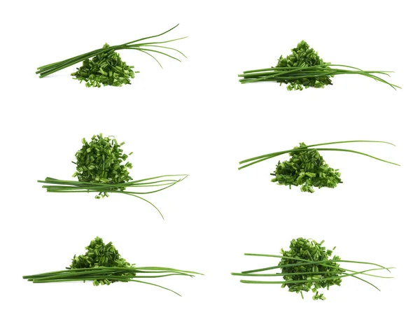 Pile of chopped scallions isolated — Stock Photo, Image