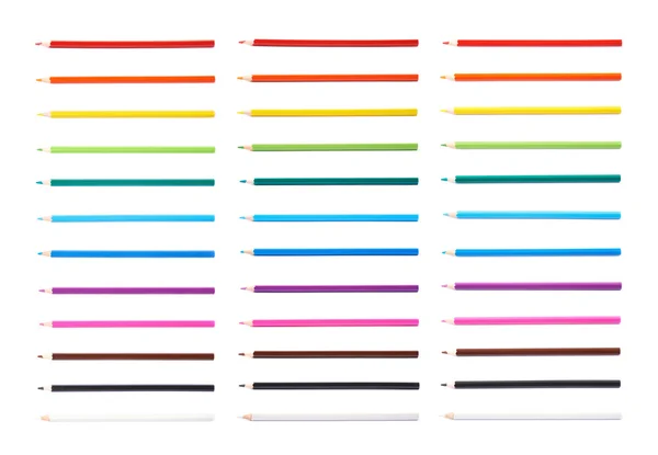 Satz von mehreren Farbstiften isoliert — Stockfoto