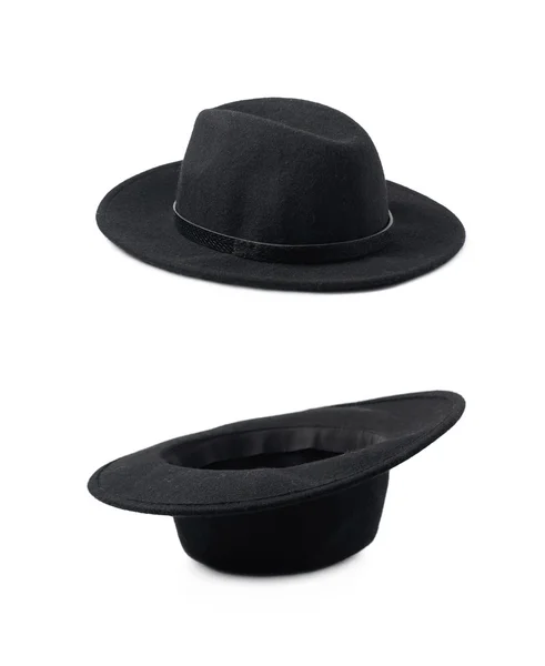 İzole siyah homburg şapka — Stok fotoğraf