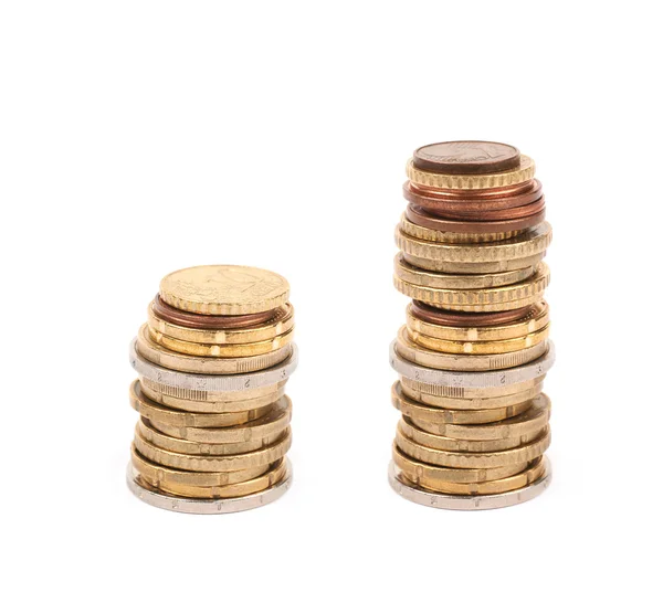 分離された複数のユーロ硬貨 — ストック写真