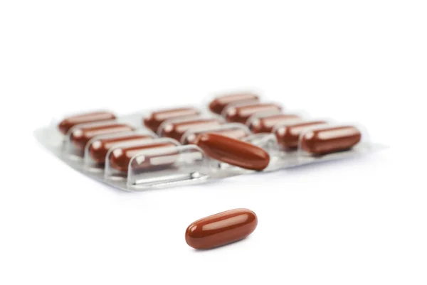 Drogen piller blisterförpackning isolerade — Stockfoto