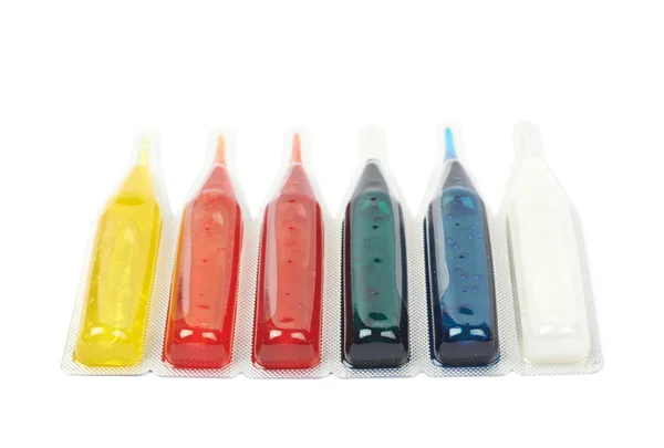 Corante alimentar para colorir numa cápsula — Fotografia de Stock