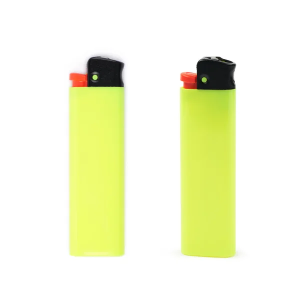 Yellow plastic lighter isolated — Stock Photo, Image