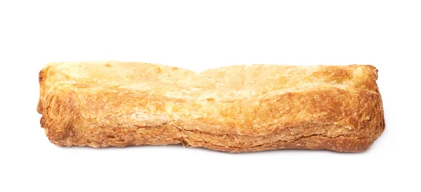 Single sausage pastry bun isolated — Stock Photo, Image